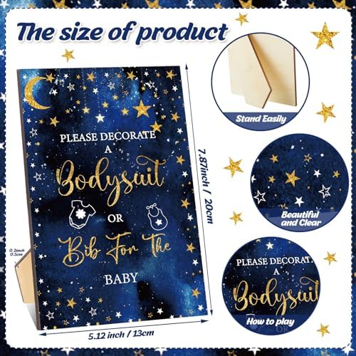 Panitay 100 Pcs White Baby Bodysuits Bibs Kit 25 Guests, Twinkle Star - Image 5