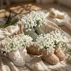 3 Set Baby Shower Booties Table Centerpiece Knitted Booties with Flowers - Image 5