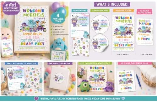 A Sweet Little Monster Is On The Way Baby Shower Party Supply 37pc - Image 2