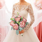 50Pcs Artificial Peonies Flowers, 4’’ - Dusty Pink - Image 5