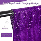 Purple Sequin Backdrop 2 Pcs 5FTx10FT Wedding Glitter Curtain Backdrop Arch Fabric Drapes for Baby Shower Birthday Party Decoration - Image 4