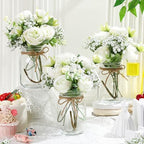 Zeyune 12 Sets Mason Jar Flowers Centerpiece Table Decorations,Green - Image 3