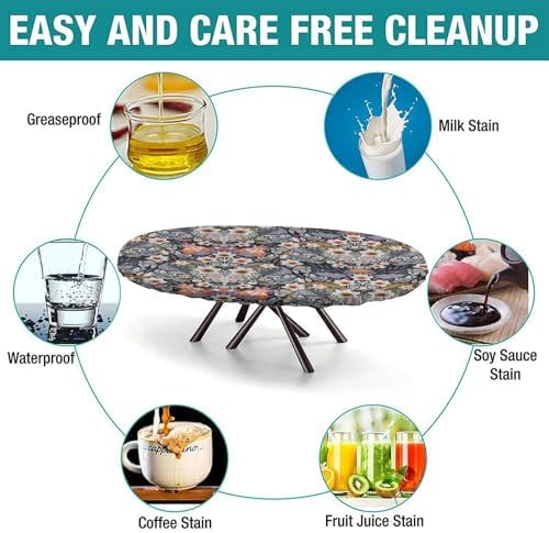 Eerie Fabric Collection - Forbidden Garden Print Tablecloths Oval Leakproof & Sturdy Washable for Dining Camping Indoor and Outdoor Fits for 48" x 68" Oval Table - Image 3