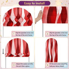 Red Water Waves Arch Backdrop Cover 7.2 ft Ombre Abstract Strips 2 Sided Wedding Arch Covers Stretchy Backdrop Round Top for Birthday, Party, Baby Shower Decorations - Image 5