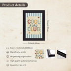 Vintage Framed 24x36 inch Trendy Preppy Blue Striped Wall Art Cool Kids Club Quotes Poster Modern Funny Toddler Canvas Prints for Kids Playroom Bedroom Wall Decor - Image 2