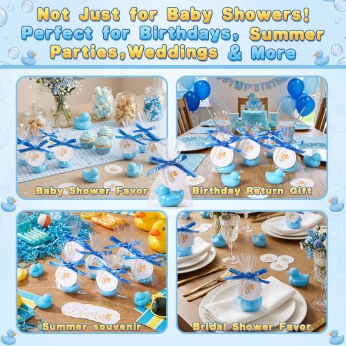 Leelosp Duck Soap Party Favors Gift with Transparent Bags and Thanks Tag for Baby Shower Guest Reveal Baptism Shower Wedding Birthday Summer Party Favor Decorations Supplies(50 Sets,Blue) - Image 6