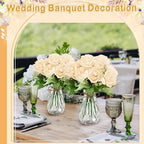 Zeyune 37 Pcs Silk Peonies with Vases Fake Flowers,Champagne,Round Head - Image 4