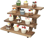 SwallowLiving Wooden Rustic Cupcake Stand for 24 Cupcakes, Stepped Wood Display Stand for Weddings, Tiered Party Table Display Riser for Food , Dessert, Cookie, Decor, Craft Show, Burnt by SwallowLiving