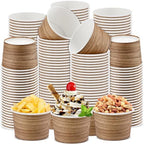 Umigy 180 Pcs Disposable Paper Soup Bowls 9 oz Wood Grain Party Cups by Umigy