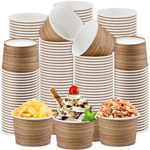 Umigy 180 Pcs Disposable Paper Soup Bowls 9 oz Wood Grain Party Cups by Umigy