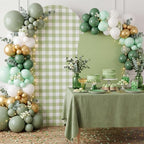 Tegeme 2 Set Gingham Arch Backdrop Cover 7.2ft 6.6ft Arch Cover, Green - Image 3