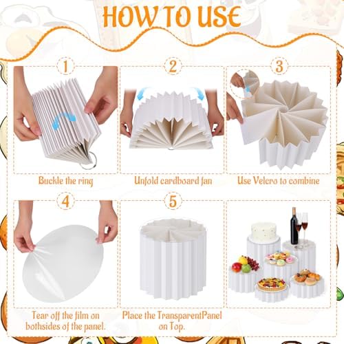 6 Pcs Buffet Risers Food Display for Buffet Table, Acrylic Foldable Cardboard Cake Stands for Dessert Cake Food Jewelry Parties Birthday Wedding Decoration - Image 5