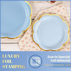 OuMuaMua 350Pcs Blue Paper Plates and Napkins Party Supplies for 50 Guests - Image 4