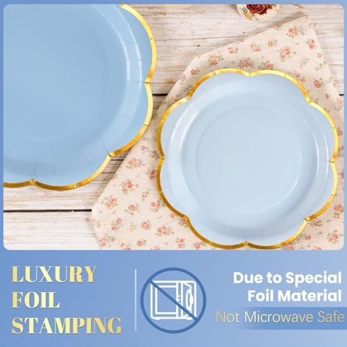 OuMuaMua 350Pcs Blue Paper Plates and Napkins Party Supplies for 50 Guests - Image 4