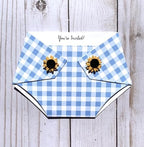 Kards by Kaylee Diaper Shape Baby Shower Invitations Sunflower Baby Q Blue Boy Gender Reveal (Blue Plaid) - Image 2