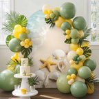 Ocean Arch Backdrop Cover 7.2 FT, Summer Beach Teal Sea Wave Starfish Seashells Beige Sand Wedding Arch Cover Stretchy Backdrop Stands Covers for Birthday Party Ceremony Banquet Decor - Image 2