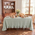 Eternal Beauty Gingham Ruffled Tablecloth Sage Green 52x70 Christmas by EternalBeauty