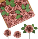100PCS Warm Taupe Artificial Flowers Realistic Roses, Real Looking Fake Roses with Stem for DIY Wedding Bouquets Centerpieces Bridal Shower Party Home Romantic Decorations (Warm Taupe, 100pcs) by BringmoreJoyinyourlife
