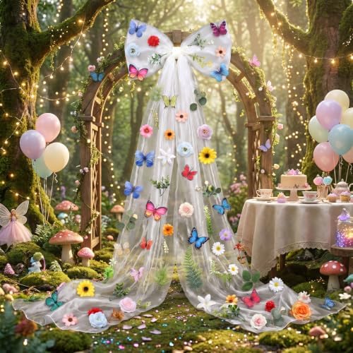 Norme 79 x 20 Inch Giant Organza Bow Decoration, Extra Large Tulle Bow - Image 6