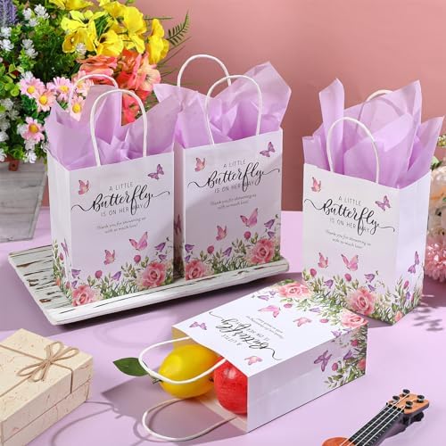 Engrowtic 50 Set Baby Shower Butterfly Favor Bags, Butterfly Is on Her Way - Image 4