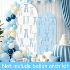 2PCS Blue Bows Arch Backdrop Covers Kit (6FT+5FT), Blue White Photography Background Stand Covers with 44 Satin Bows for Bridal Baby Shower Birthday Party 3D Bowknot Photo Booth Decor - Image 3