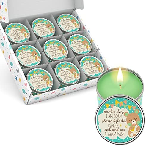Majestic Zen Baby Shower Candle Favors for Boy | 9-Pack Scented Soy Wax Candles | Fresh Baby Powder Scent | 30–40 Hour Burn | Baby Shower Party Favors & Gender Reveal Keepsake by MajesticZen