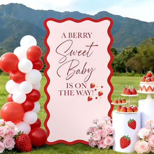 5.45FT A Berry Sweet Baby is On The Way Scalloped Stand-up Backdrop by Unknown