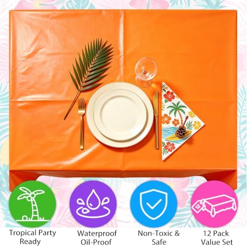 12 Pack Woodland Round Plastic Tablecloth (Hawaiian-Rectangle) - Image 4