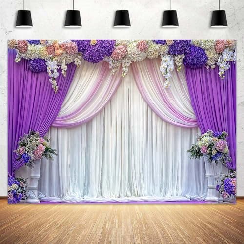 20x10ft Purple Flower Backdrop Lavender Purple Lilac Floral Girl Birthday Portrait Background Photography Wedding Bridal Shower Baby Shower Anniversary Ceremony Decoration Photo Studio Props by Unknown