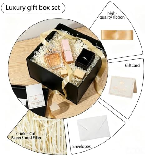 UoeRing 3 Pcs Large Gift Box Glossy Black 12x12x11 Inch with Lid - Image 2