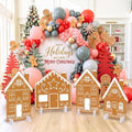 4 Pcs Christmas Gingerbread House Decor, Village Cardboard Cutout by Unknown