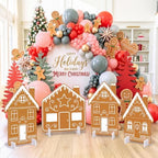 4 Pcs Christmas Gingerbread House Decor, Village Cardboard Cutout by Unknown