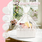 OIAHOMY Gift Basket with Long Handles, Large Woven Baskets for Gifts with Gift Bag, Ribbons and Lace, Cotton Rope Storage Basket for Birthdays, Baby Showers, Picnic, Wedding DIY Presents 19L - White - Image 3