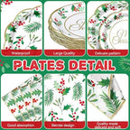 Pickmesh 400 Pcs Christmas Party Supplies Paper Plates and Napkins Serve 50 - Image 2