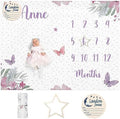 Custom Name Baby Milestone Blanket - Baby Milestone Monthly Blanket with Double Sided for Boy Girl Baby Photography Props - Purple Butterfly Print Gifts for Kids Infant (FixedSize) by Dyoart