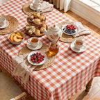 Fall Gingham Tablecloth Rectangle Cotton Linen Style, Thanksgiving Checkered Table Cloth, Autumn Washable Wrinkle Free Plaid Table Cover for Dinner, Holiday, Party Orange 60x120 - Image 5