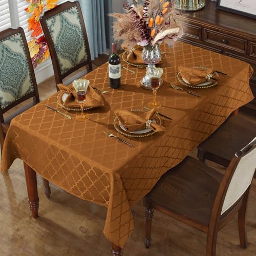 SASTYBALE Fall Rectangle Jacquard Tablecloth, Brown, 60”x102 - Image 2