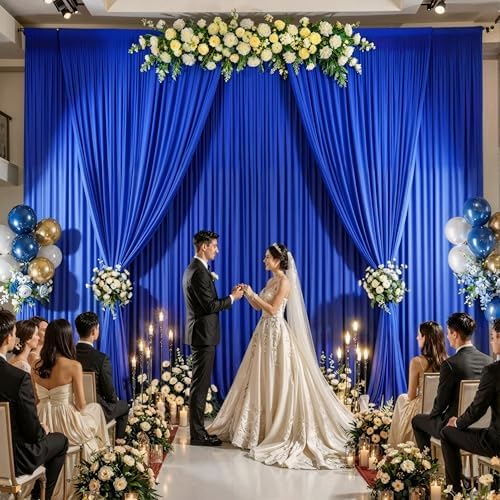 20x10FT Backdrop Curtains with Rod Pockets - Wrinkle Free Photo Stage Backdrop 4 Panels Curtains Drapes for Photography Wedding Party Baby Shower Decorations (Royal Blue) - Image 2