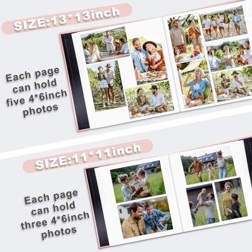 Large Photo Album Self Adhesive, DIY Scrapbook Album for 3x5 4x6 8x10 Pictures, 60 Pages Light Pink Linen Cover Memory Book, Ideal Gift for Family Wedding Baby Christmas Anniversary - Image 5