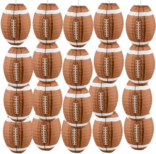 20 PCS 12 Inch Football Paper Lantern Ceiling Football Party Lantern Sport Paper Hanging Lanterns for Sport Themed Birthday Baby Shower Classroom Game Party Centerpieces Superbowl Season 2026 by MOTOTO