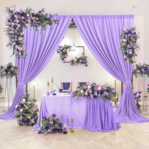 AK TRADING CO. 10 feet x 8 feet IFR Polyester Backdrop Drapes Curtains Panels with Rod Pockets - Wedding Ceremony Party Home Window Decorations - Lavender - Image 4