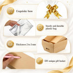 10Sets 10 x 8” Baskets for Gifts Empty, Thick Paper Gift Basket with Clear Wrap Bag and Pull Bows, for Wedding Birthday Bridesmaid Baby Shower Thanksgiving Party Gift Wrapping, Brown - Image 3