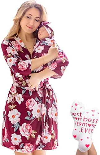 Mommy and Me Robe and Swaddle Set | Maternity Robe Matching Baby Girl, Boy by ECOBABYMadeWithLove
