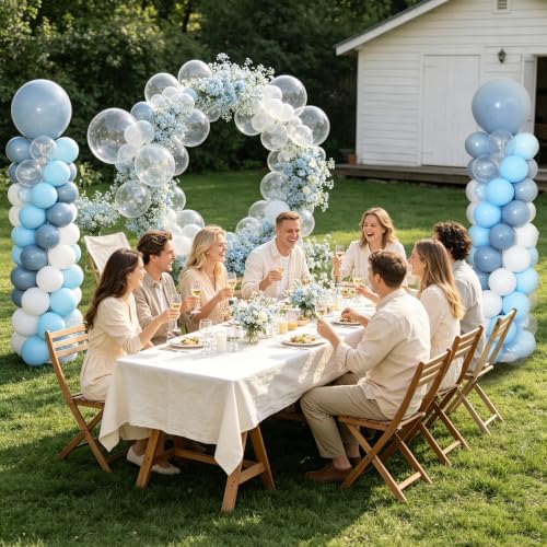 Dusty Blue Balloon Column Stand Kit of 2 with Balloons - Image 6