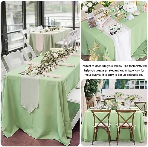 4 Pack Square Table Cloth 85x85 Inch Sage Green Tablecloth Machine Washable Fabric Polyester Table Cover for Dining, Buffet Parties, Picnic, Weddings and Restaurants（85x85 Sage Green） - Image 5