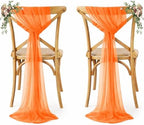 MDS Pack of 100 Chiffon Chair Sashes for Wedding & Event Décor - Orange by MDS
