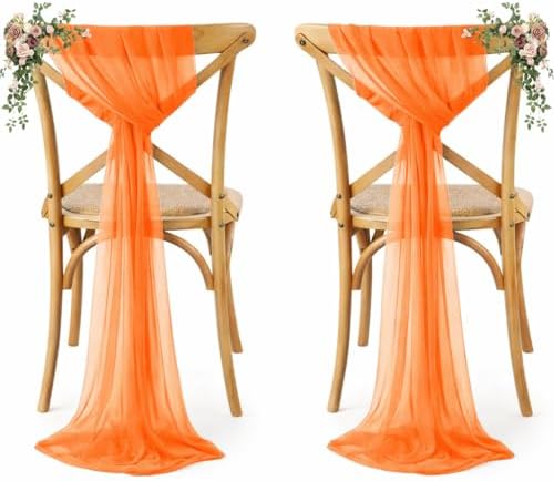 MDS Pack of 200 Chiffon Chair Sashes for Wedding & Event Décor - Orange by MDS
