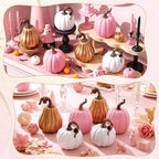 Novabright 6 Pcs Fall Pumpkins Thanksgiving Decor Resin White Pink Gold Pumpkins Small Artificial Harvest Gender Reveal Table Centerpiece Autumn Baby Shower Decor, 4.72 Inch - Image 5