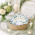 Cinrobiye 24 Pcs Greenery Baby Shower Folding Hand Fans, Sage Green Eucalyptus Oh Baby Fans Bulk, Foldable Fan Favors for Gender Reveal, Baby Shower Guest Favors and Party Decorations - Image 3