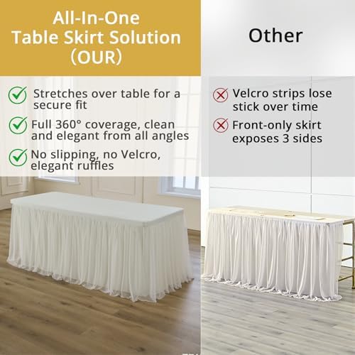Ivory Tulle Tablecloth for 6 Ft Rectangle Tables 6-Pack, Ideal for Weddings - Image 6